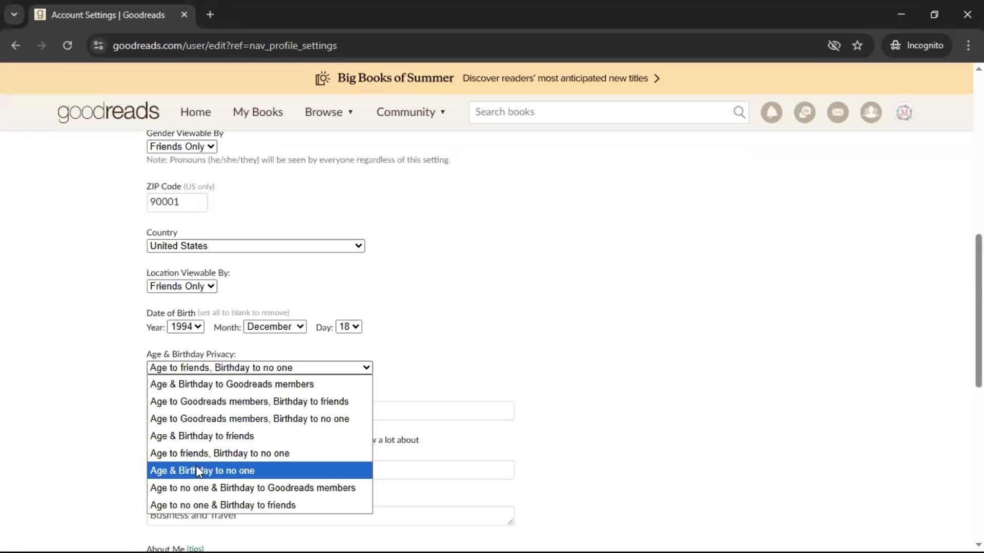 Settings screenshot