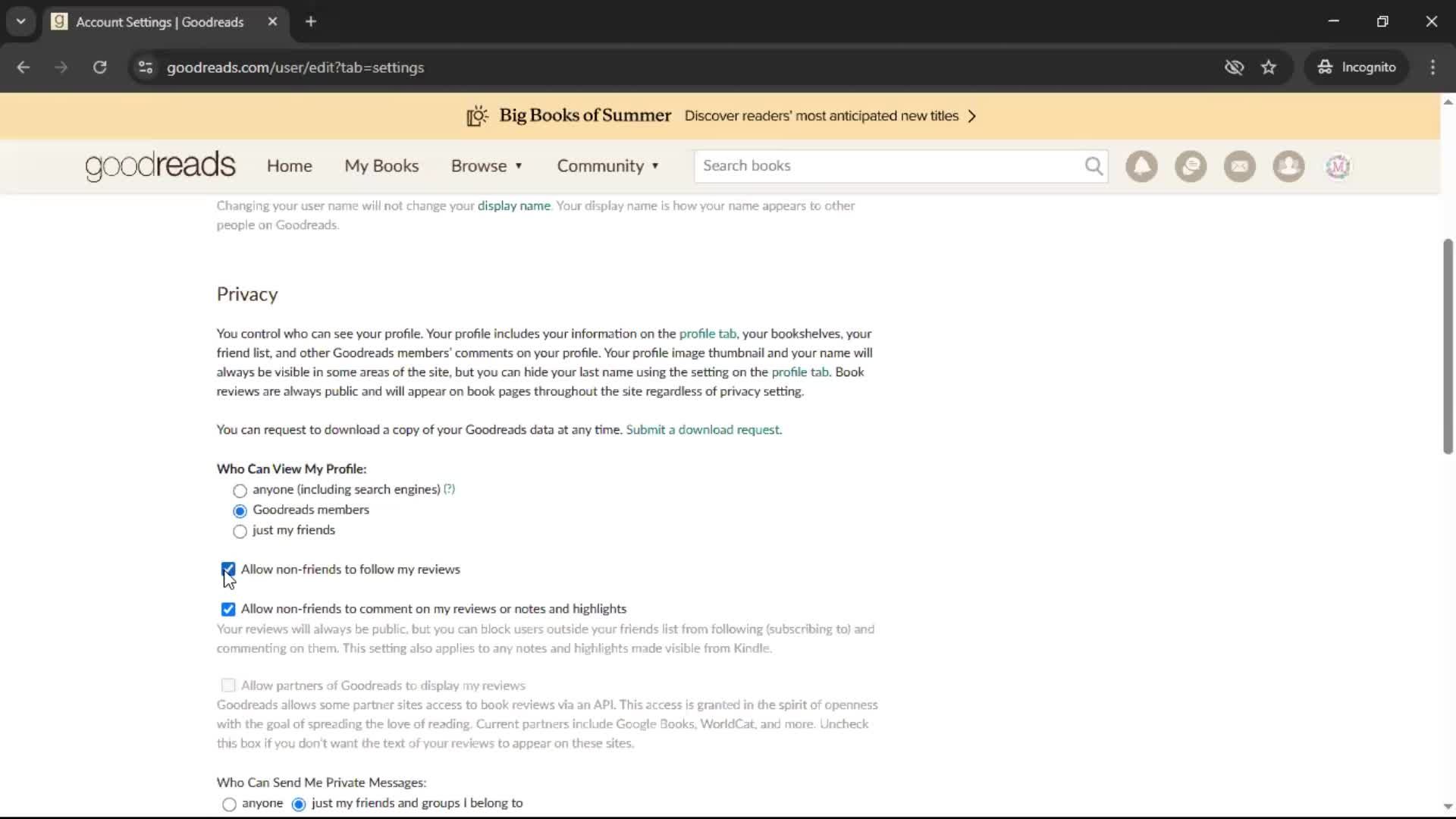 Settings screenshot