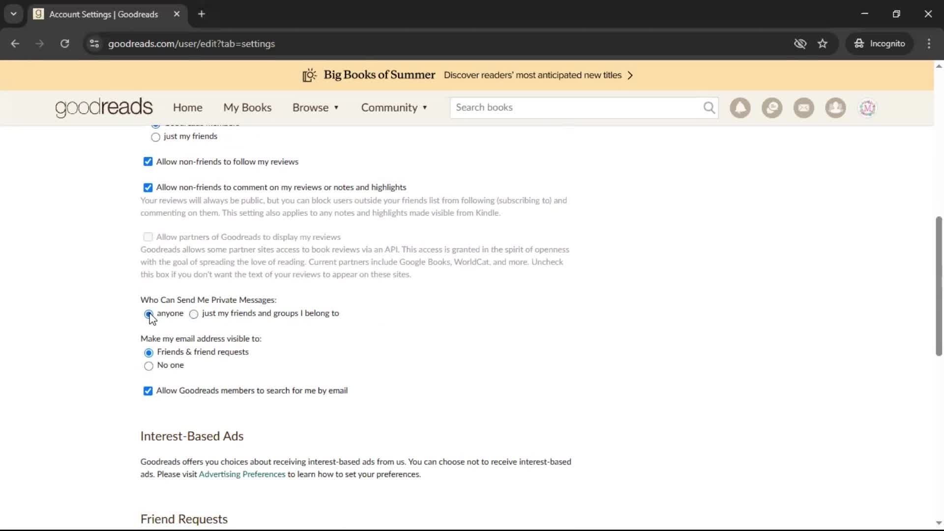 Settings screenshot