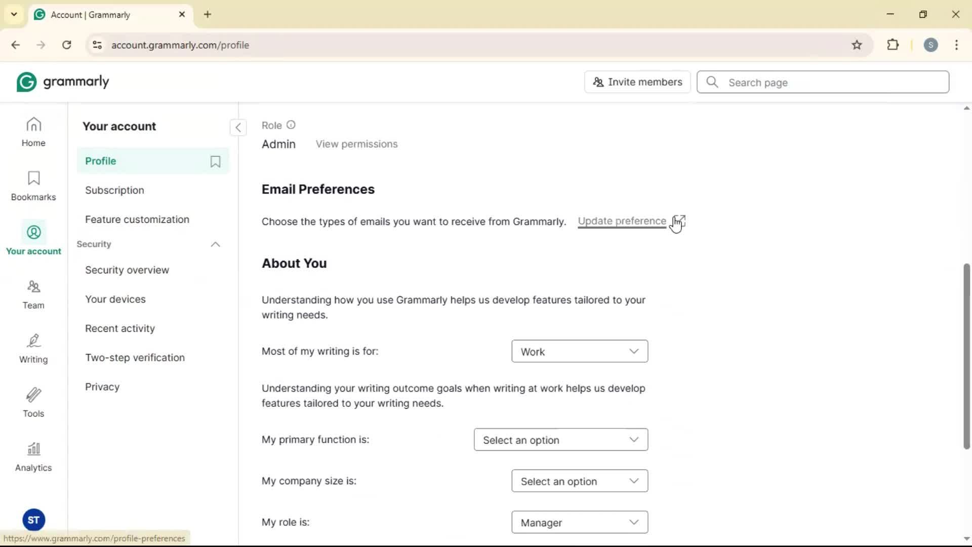 Settings screenshot