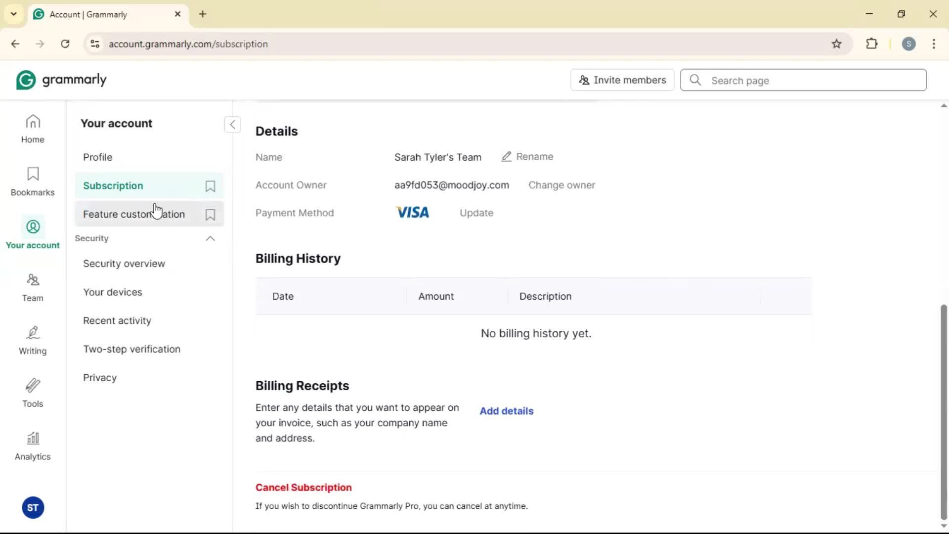 Settings screenshot