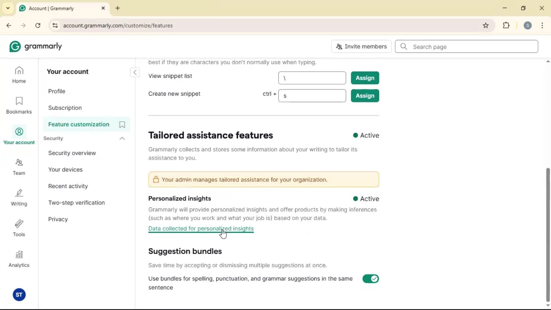 Settings screenshot