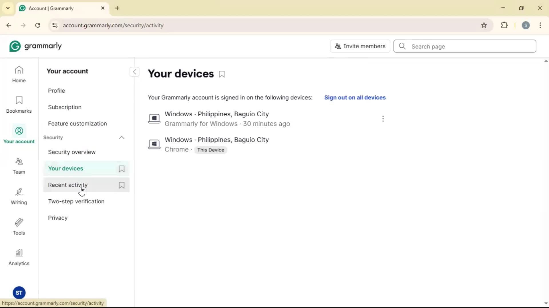 Settings screenshot