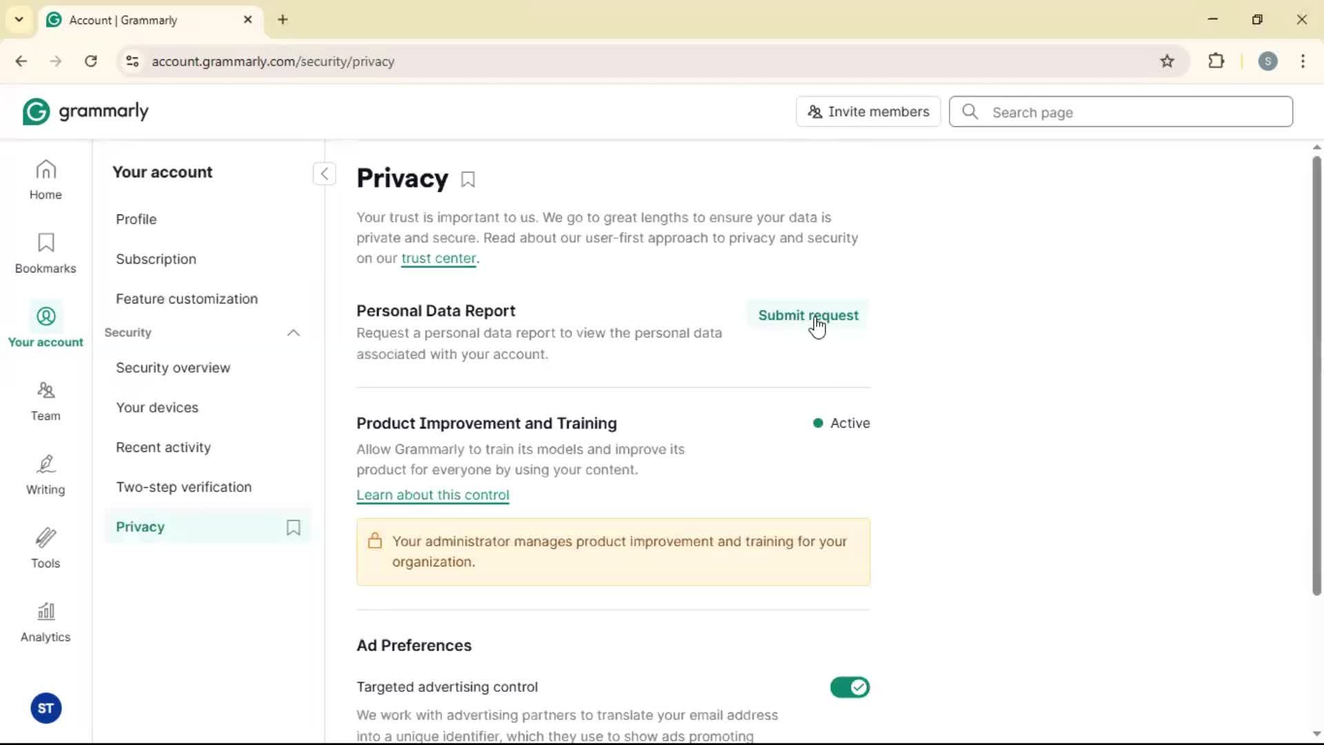 Settings screenshot