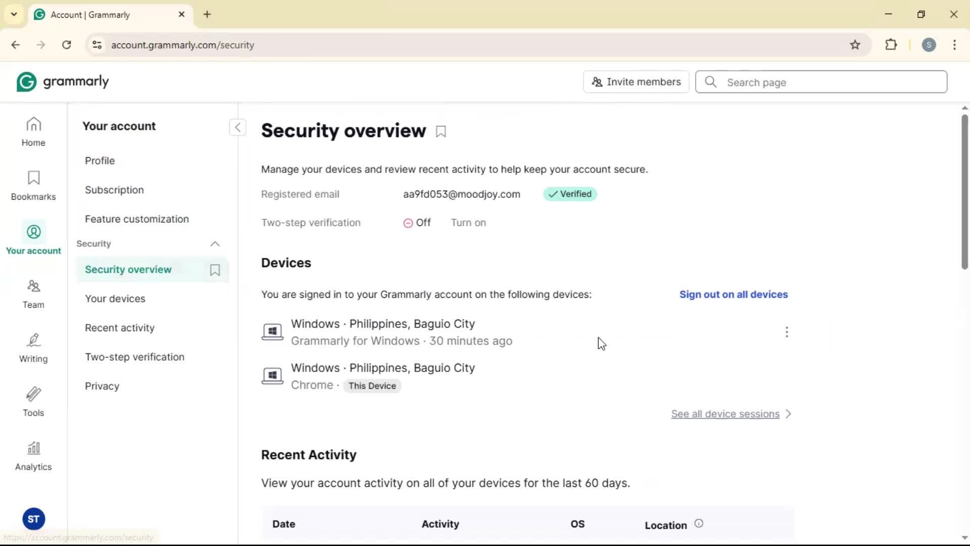 Settings screenshot