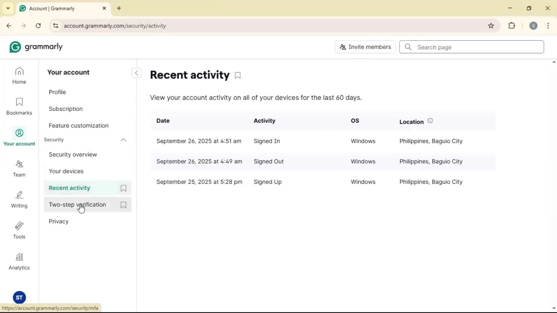 Settings screenshot