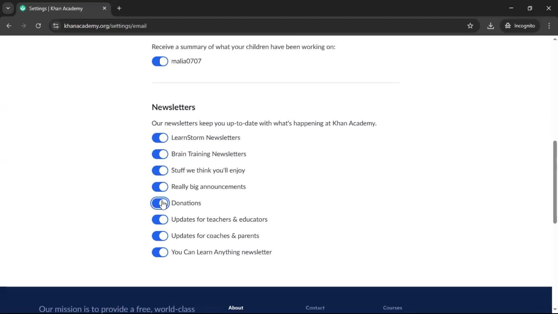Settings screenshot
