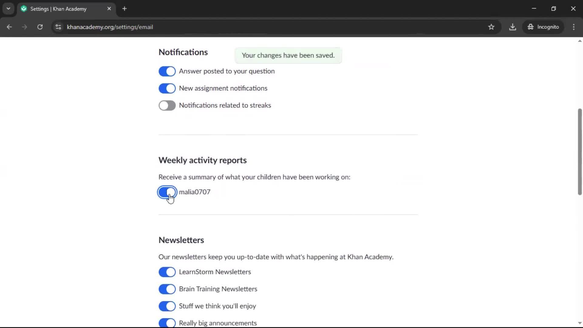 Settings screenshot