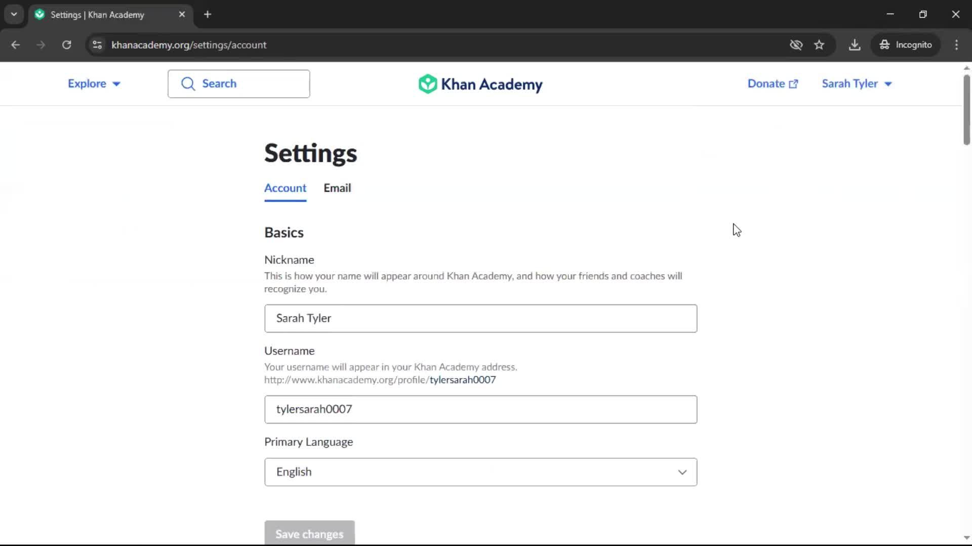 Settings screenshot