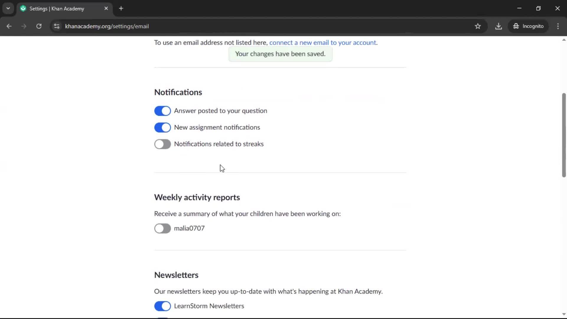 Settings screenshot