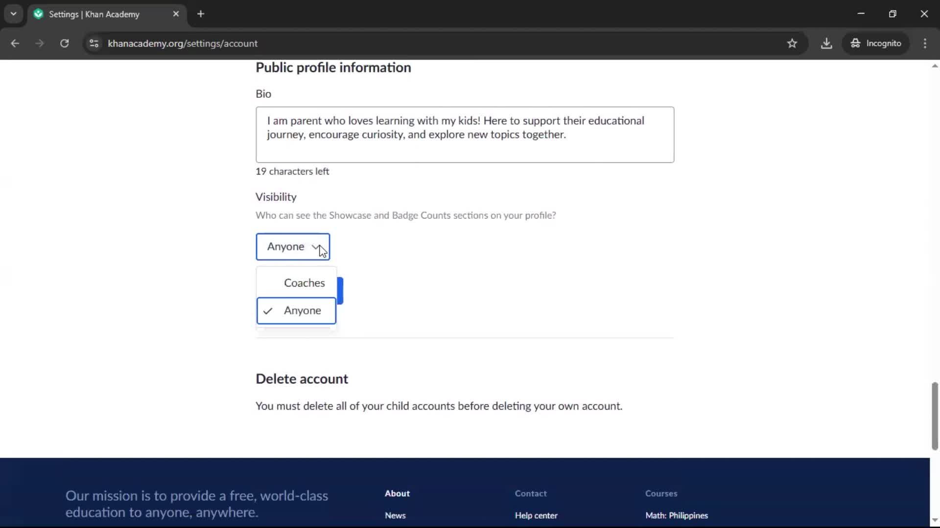 Settings screenshot