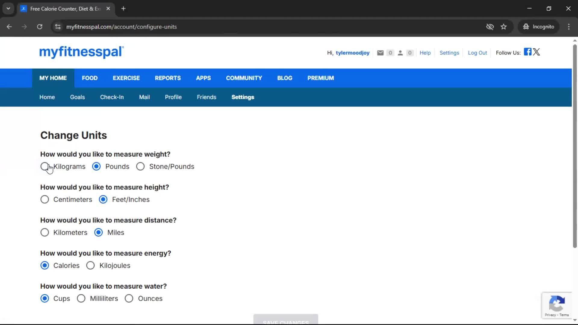 Settings screenshot
