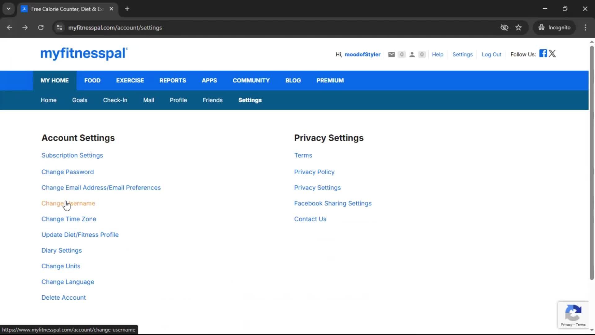 Settings screenshot