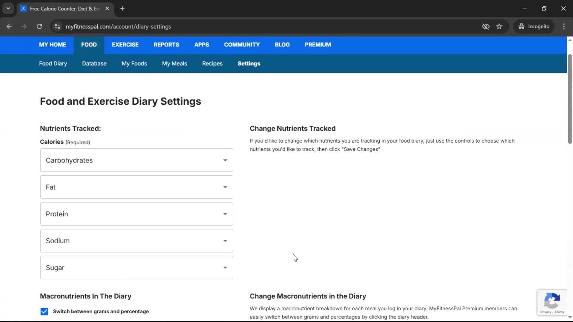 Settings screenshot