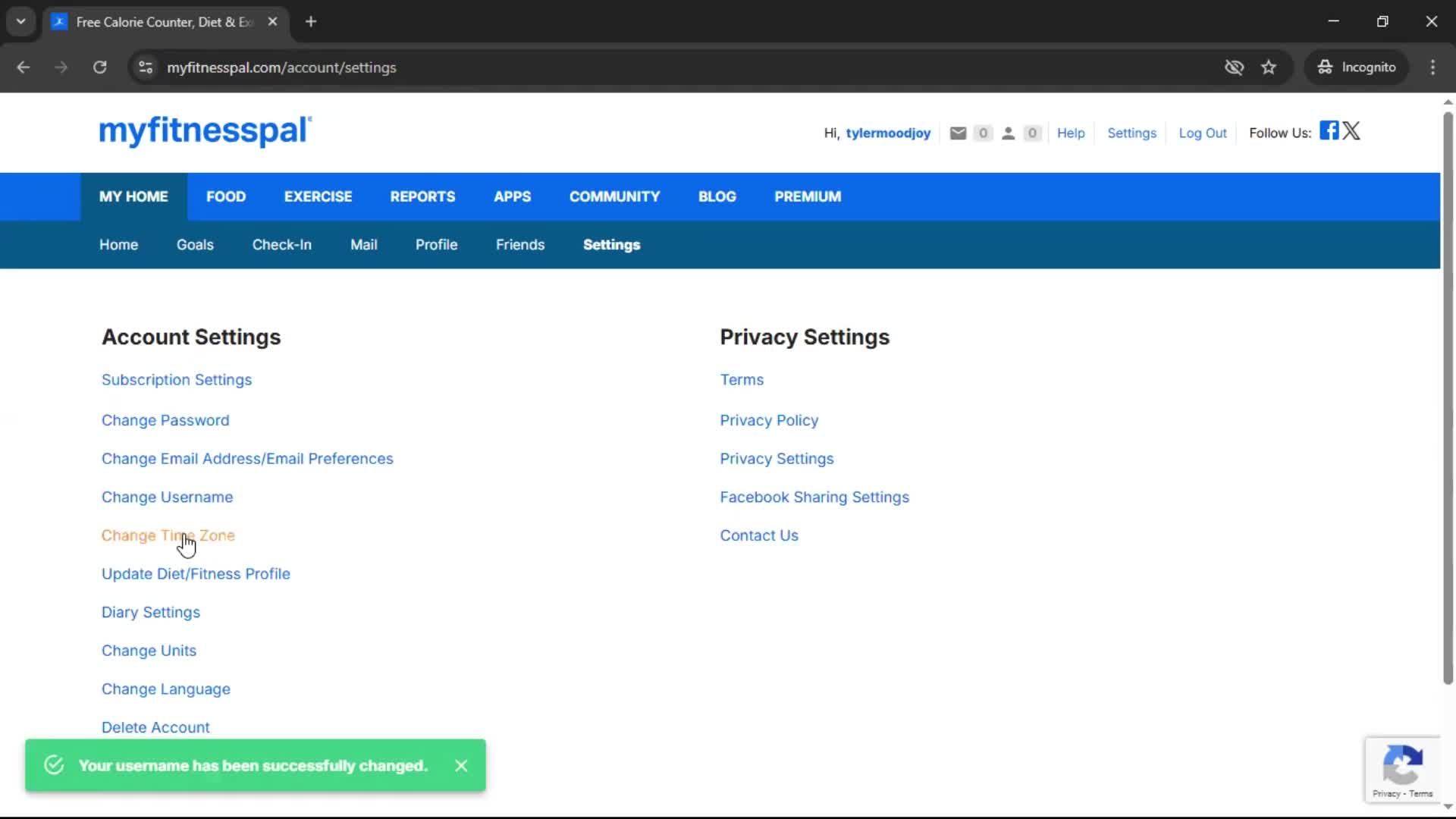 Settings screenshot