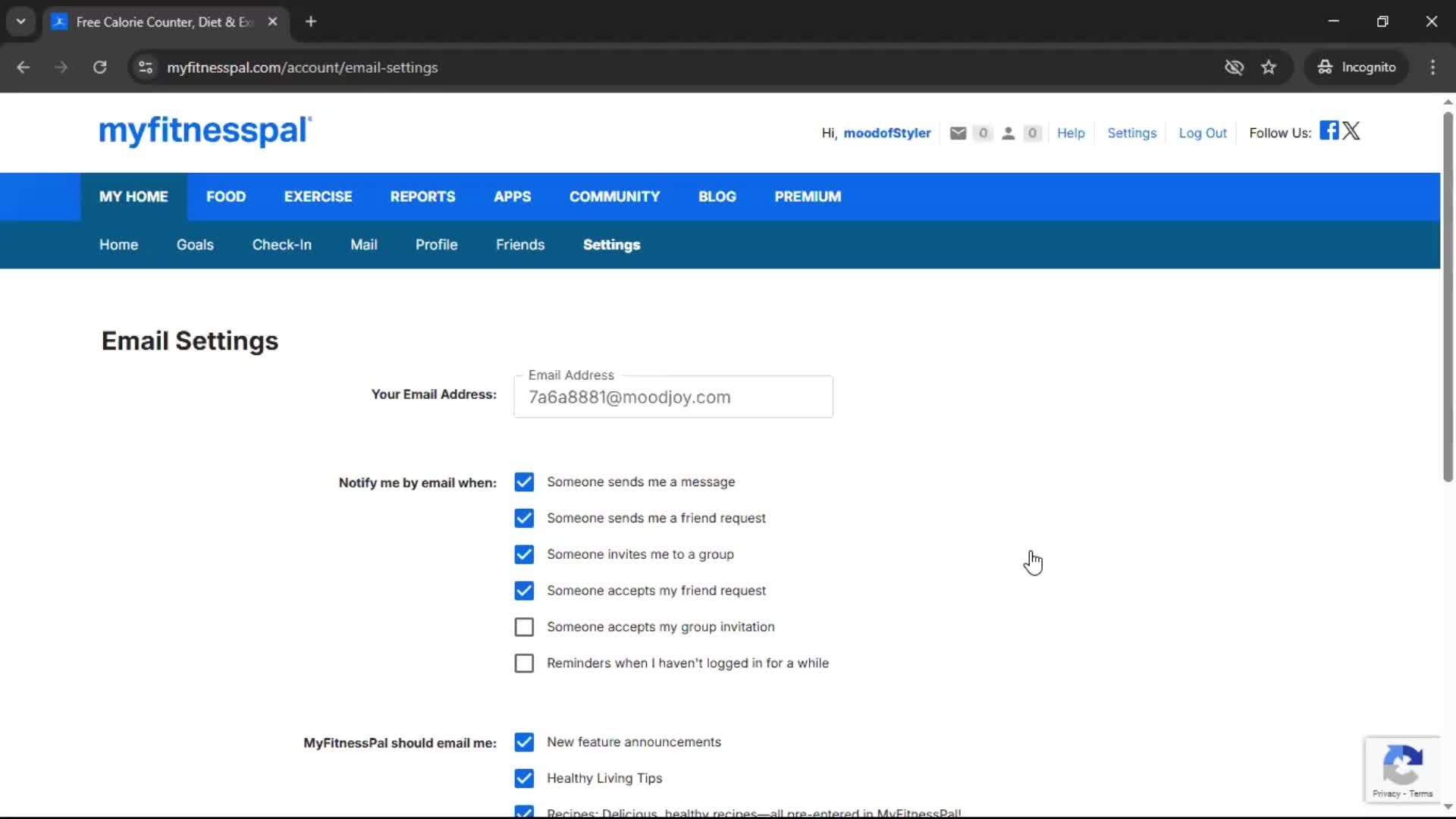 Settings screenshot