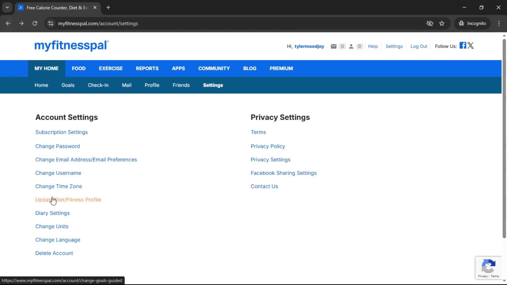 Settings screenshot