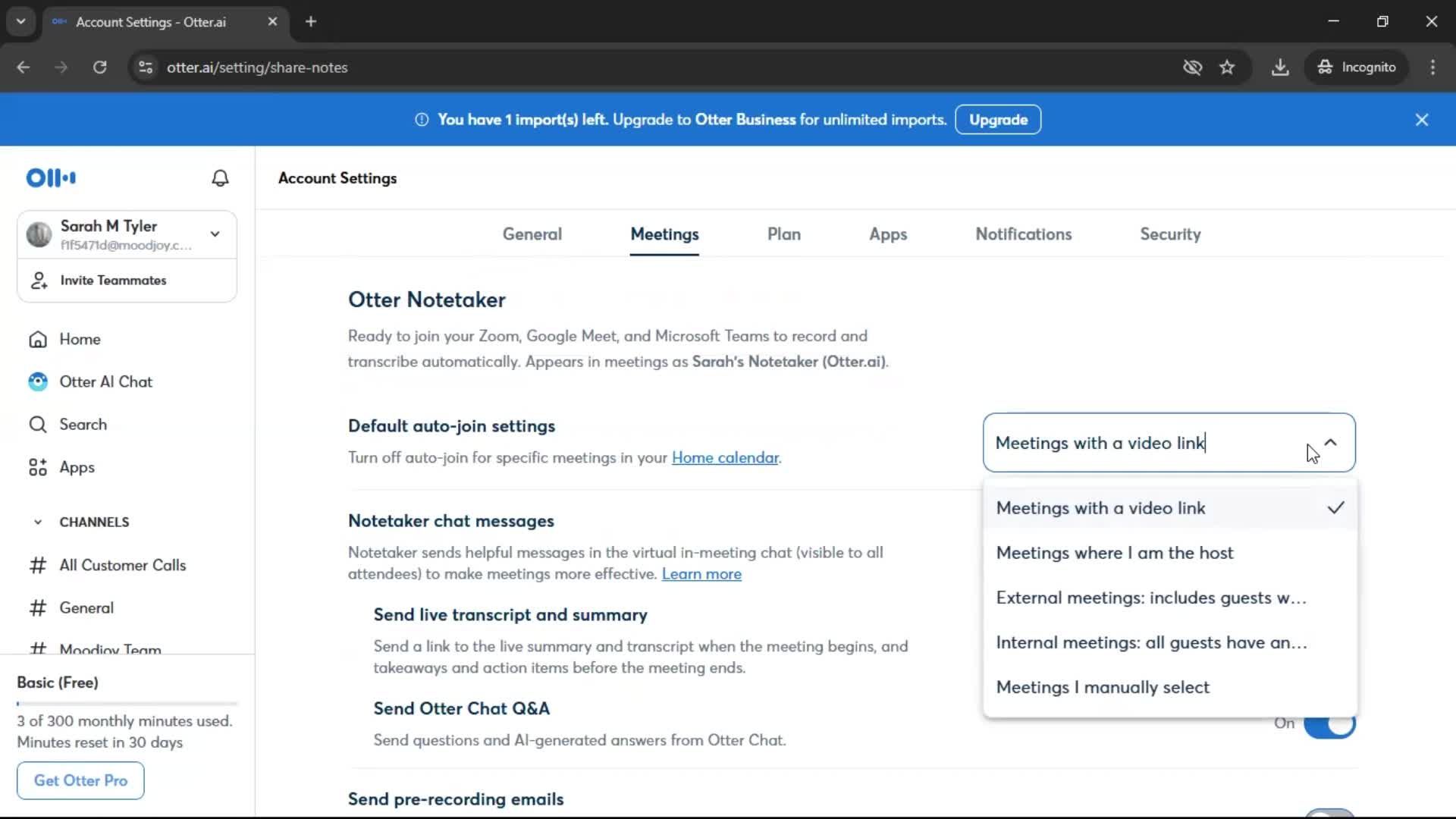 Settings screenshot