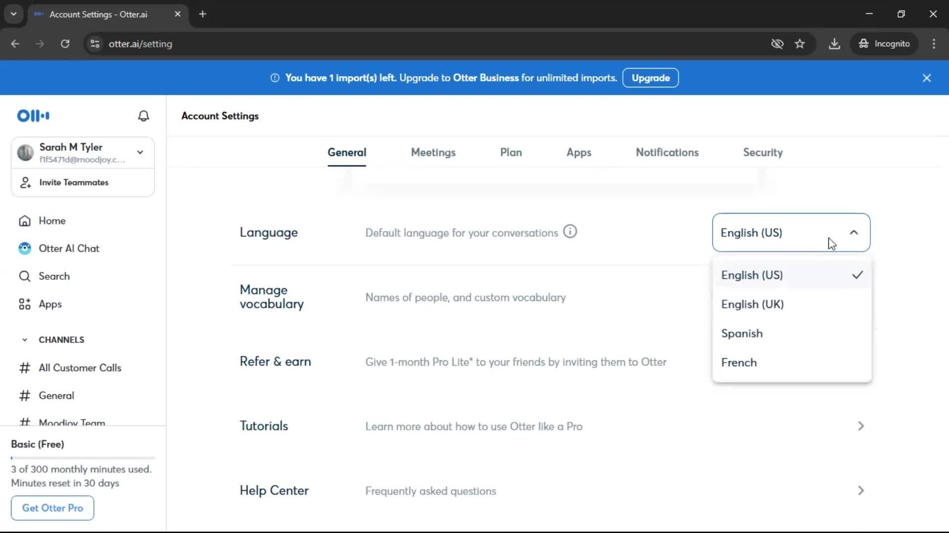 Settings screenshot
