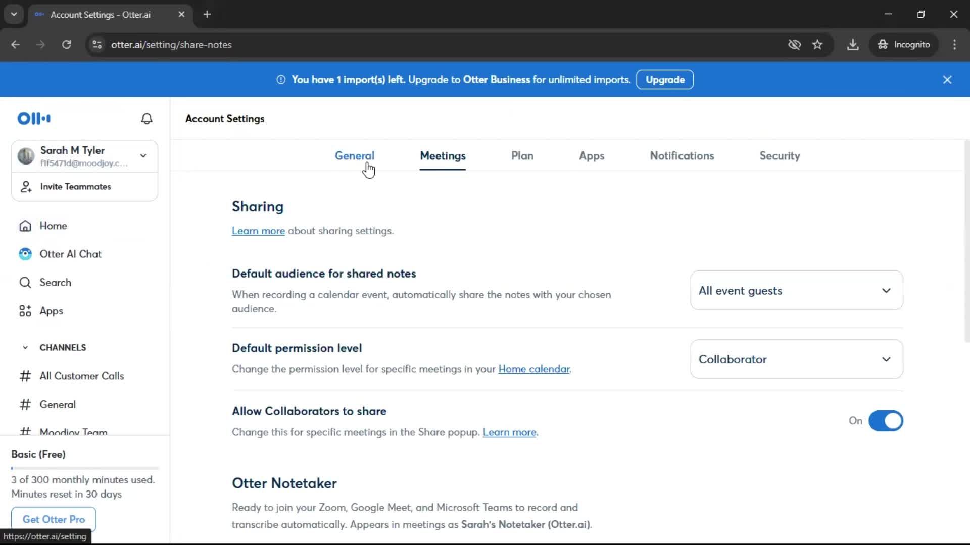 Settings screenshot