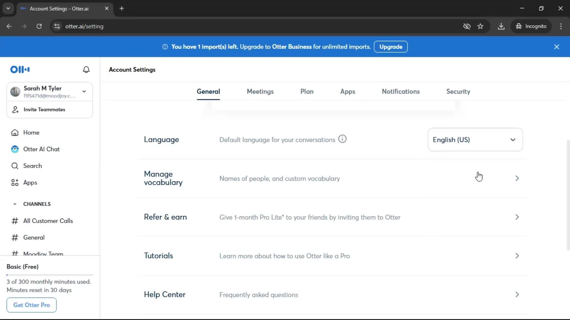 Settings screenshot