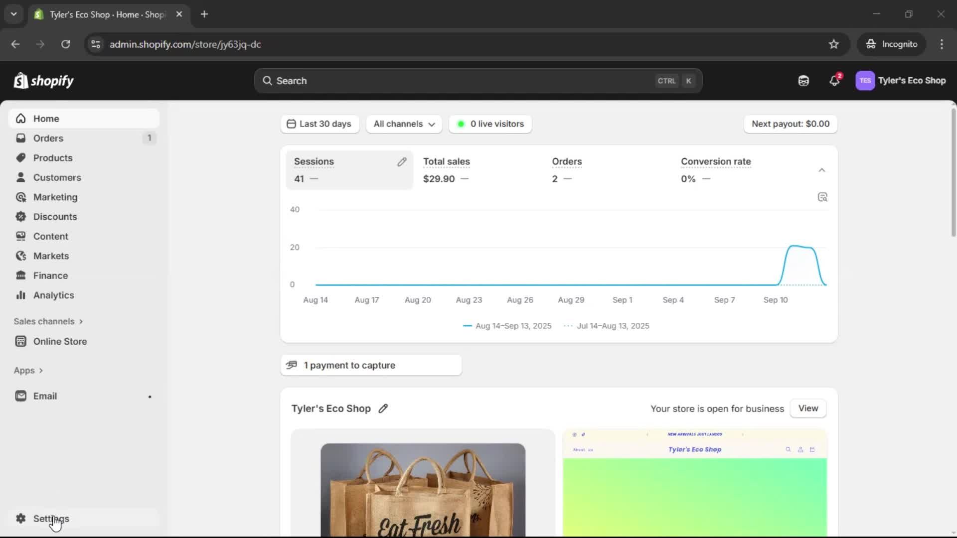 Settings on Shopify video thumbnail
