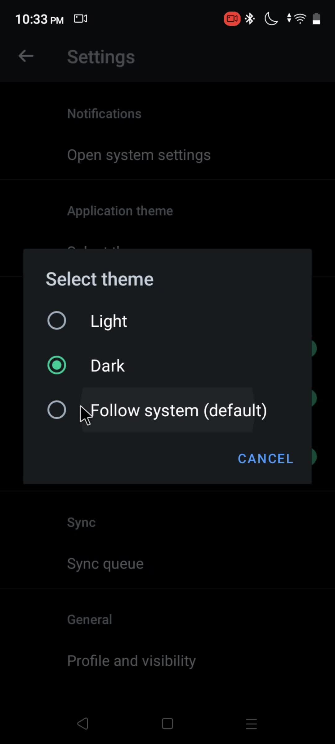 Settings screenshot