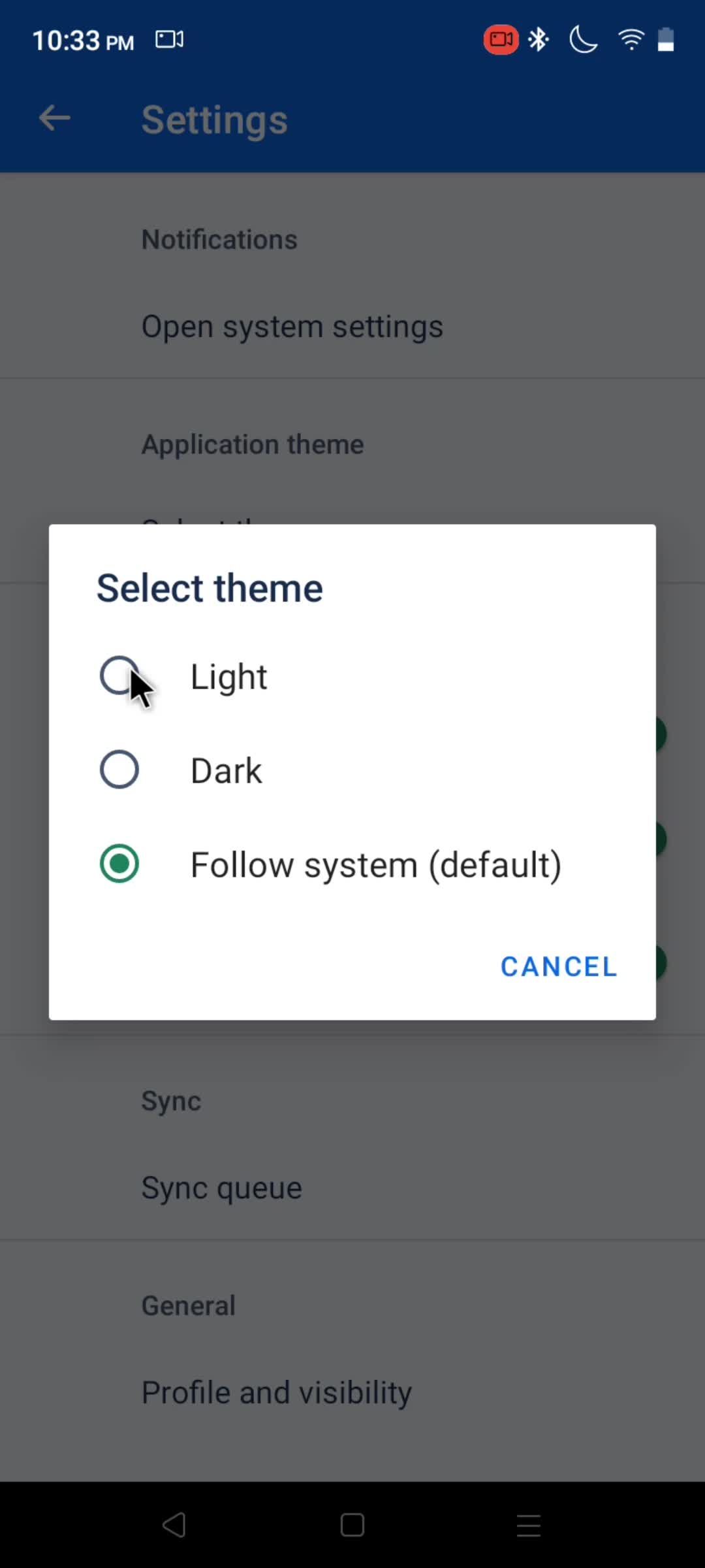 Settings screenshot