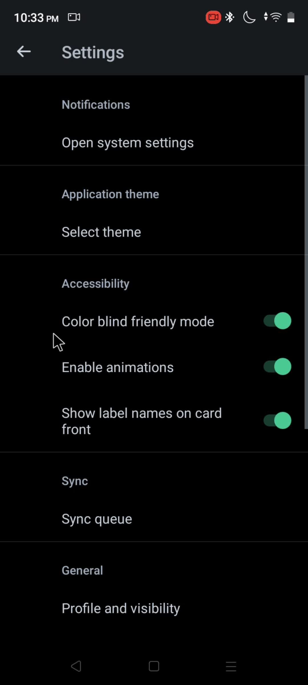 Settings screenshot