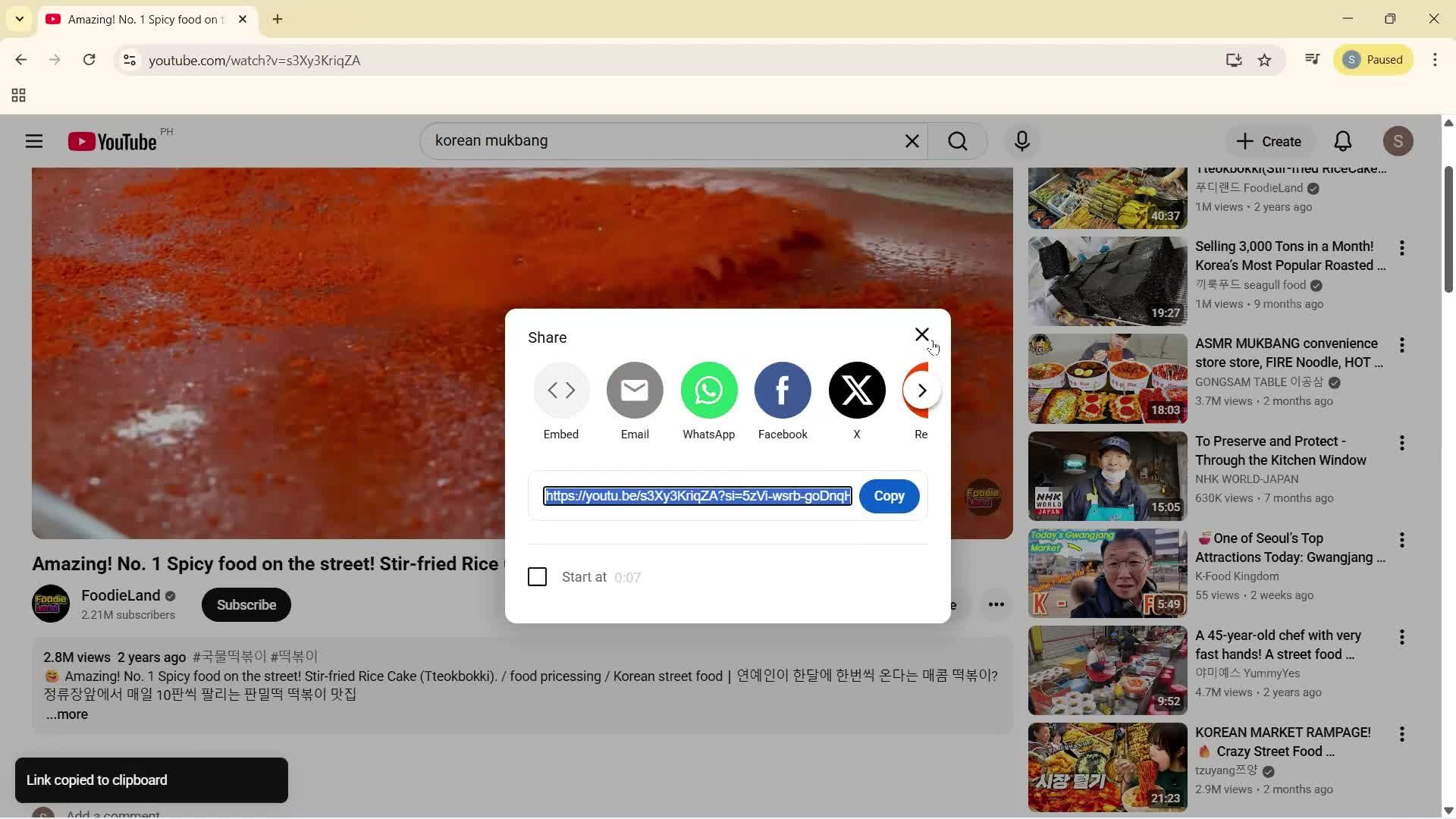 Sharing a video screenshot