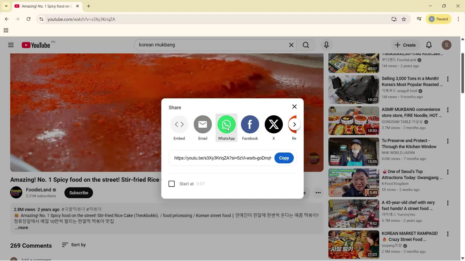 Sharing a video screenshot