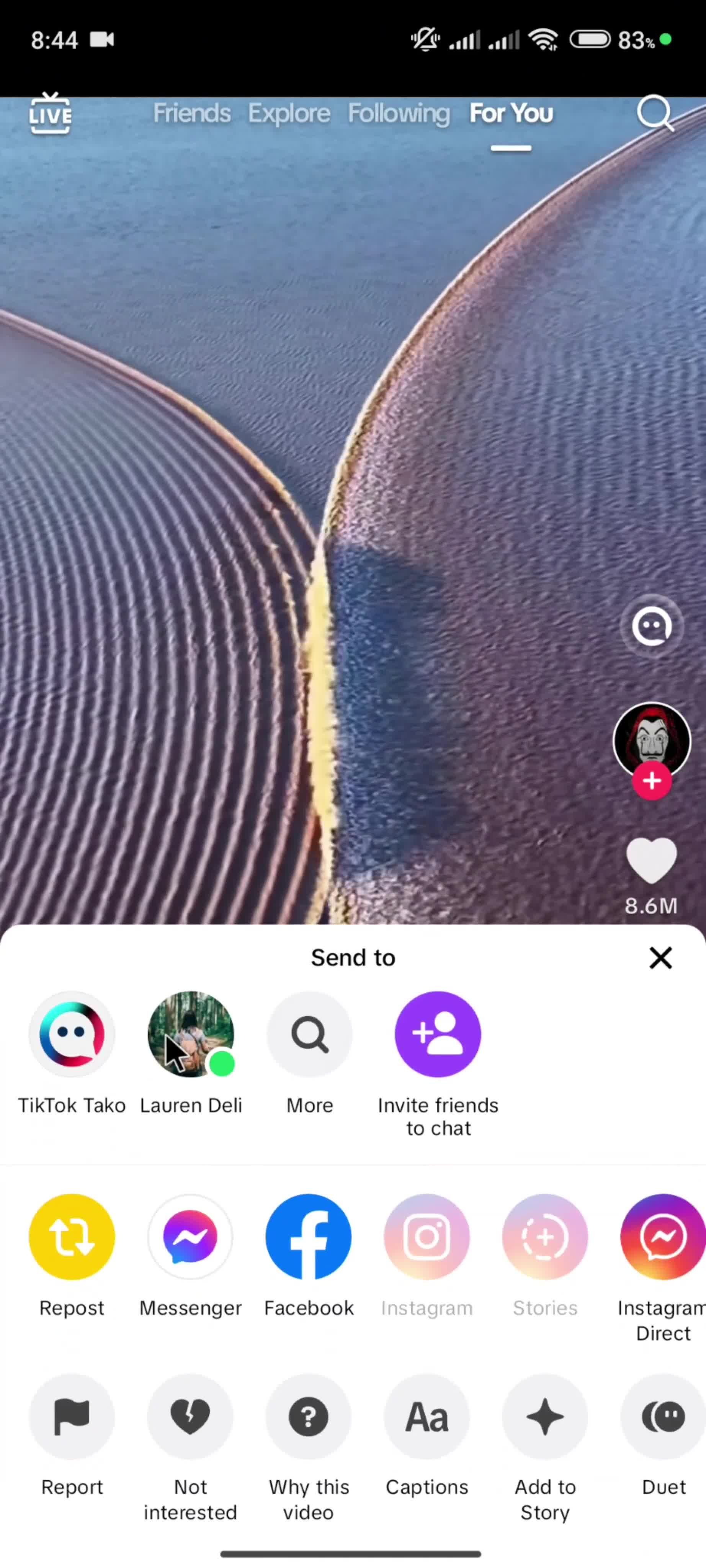 Sharing a video on TikTok video thumbnail