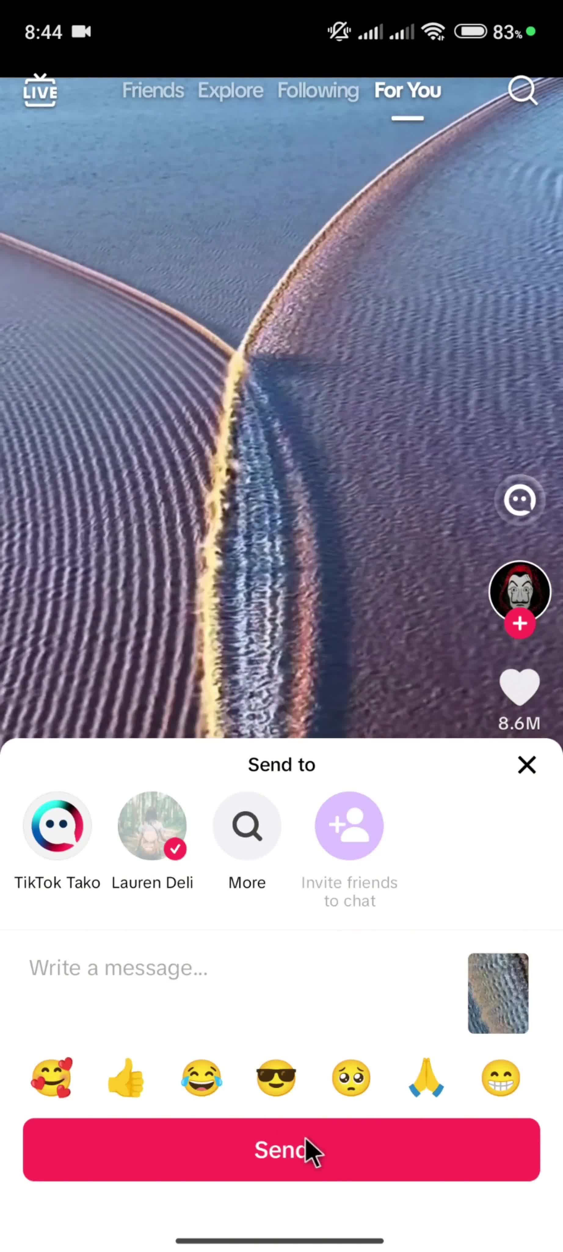 Sharing a video screenshot