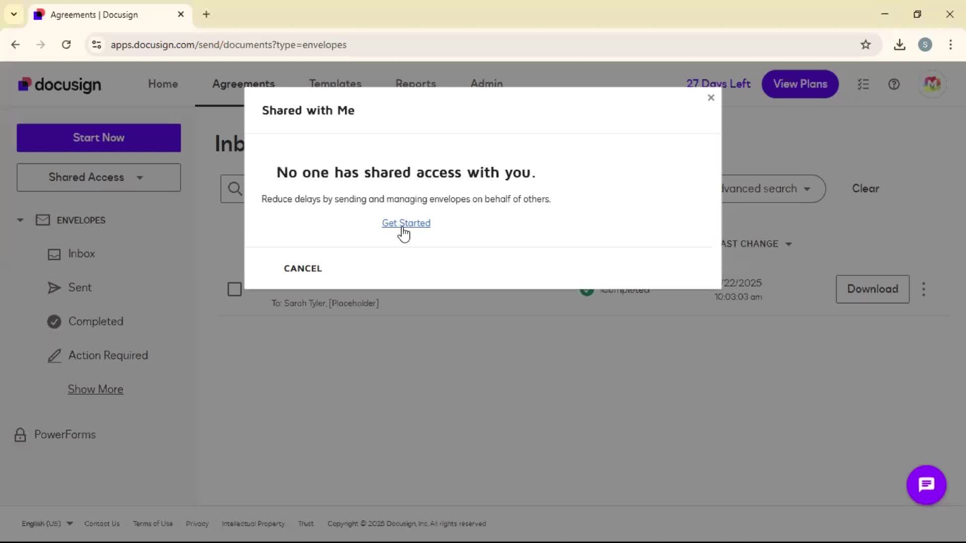 Sharing access screenshot
