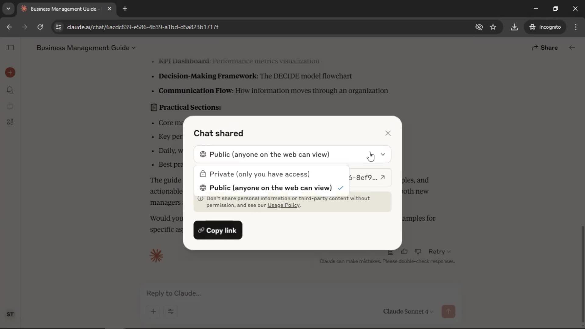Sharing screenshot
