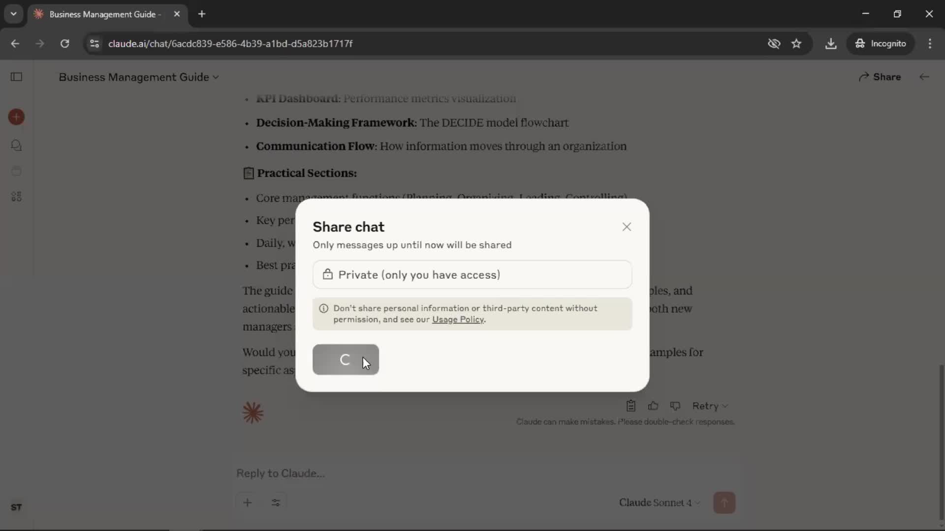 Sharing screenshot