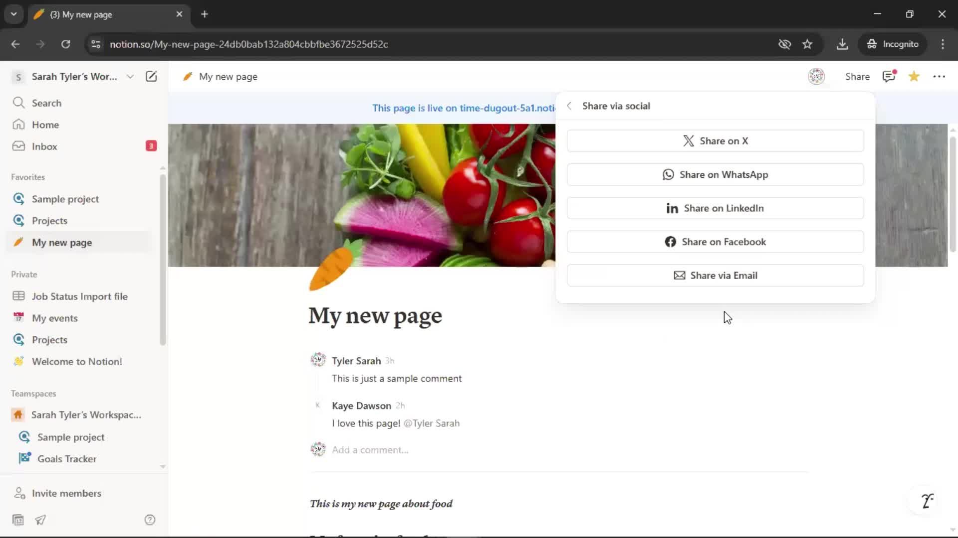 Sharing screenshot