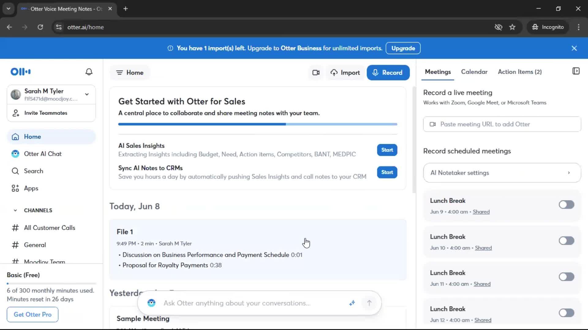 Sharing a file screenshot