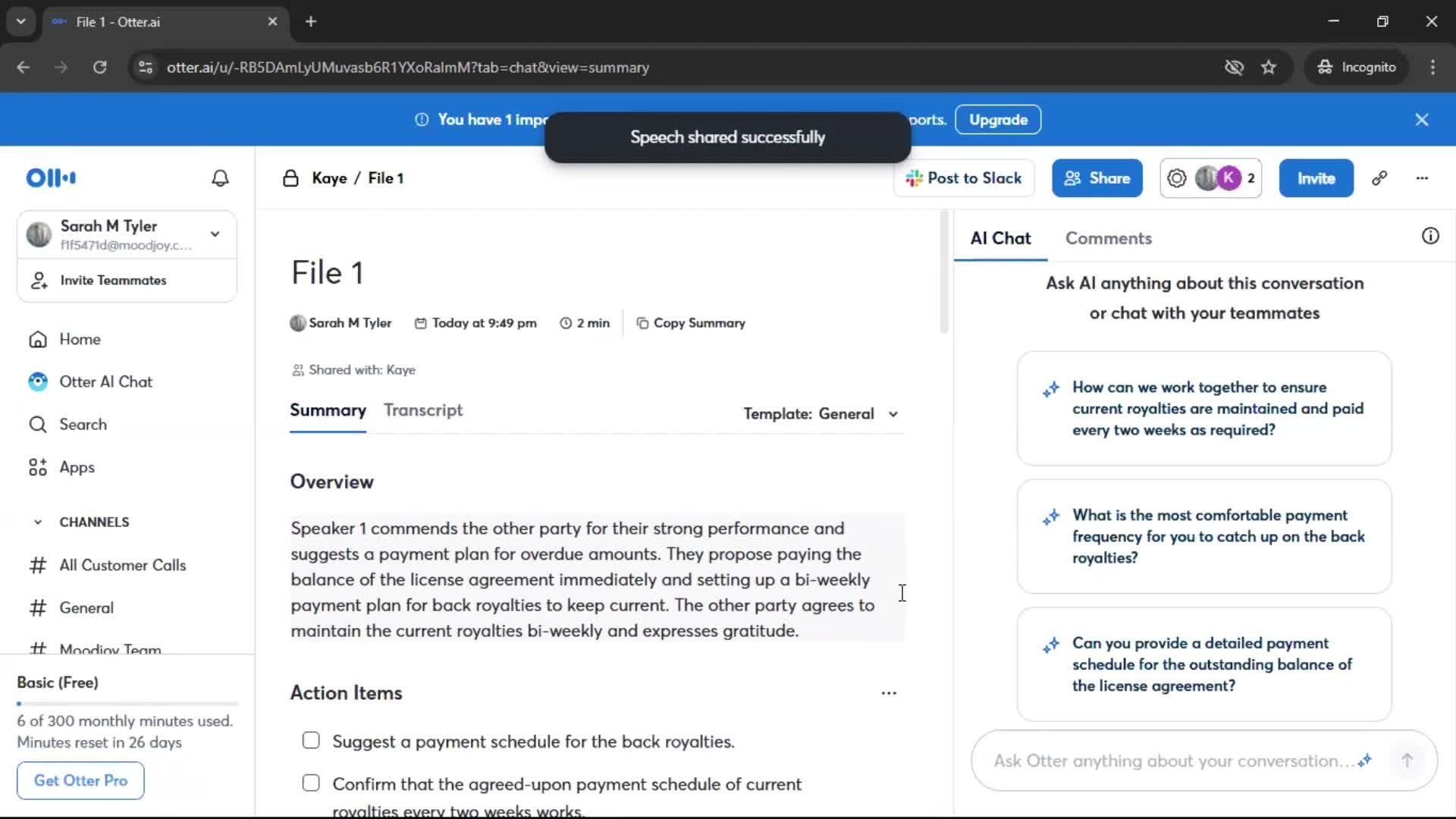 Sharing a file screenshot