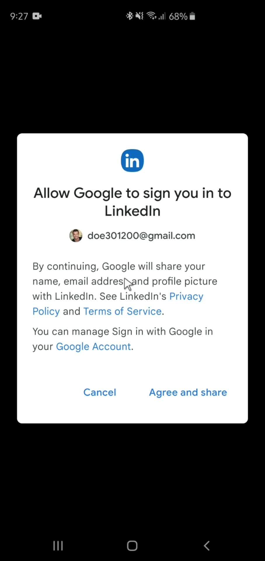 Logging in screenshot