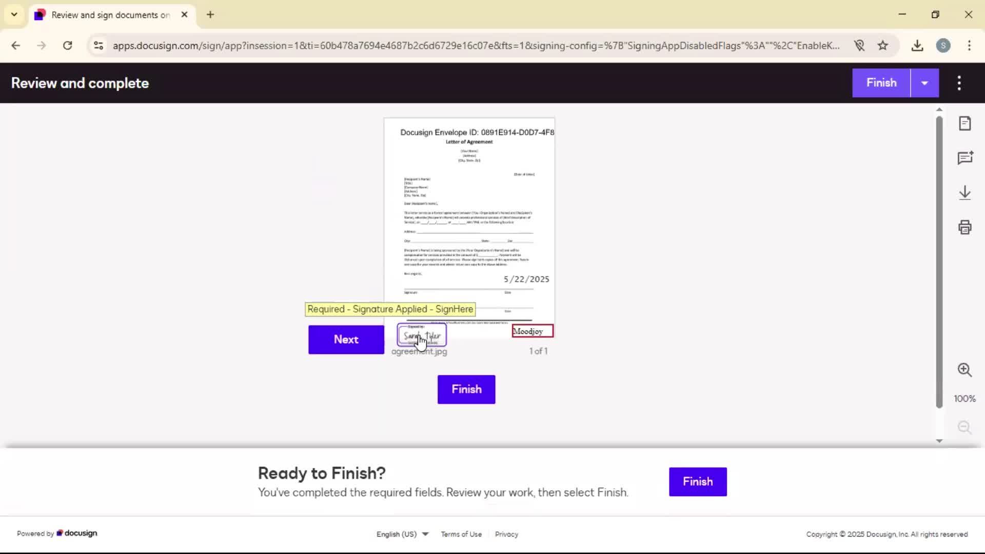 Signing a document on Docusign video thumbnail