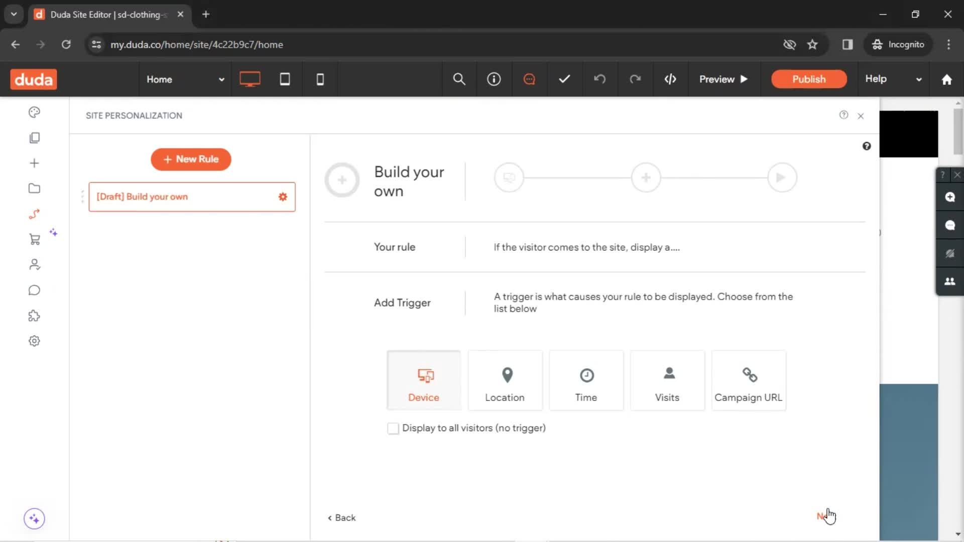 Setting rules screenshot