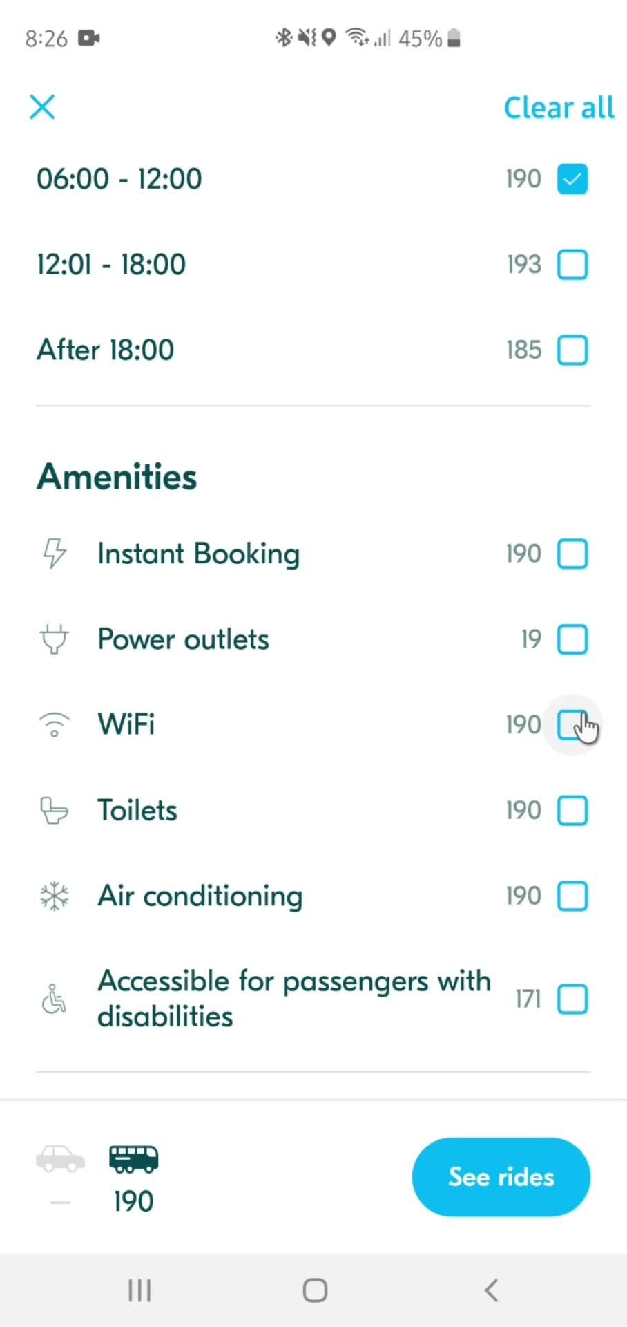 Filtering and sorting screenshot