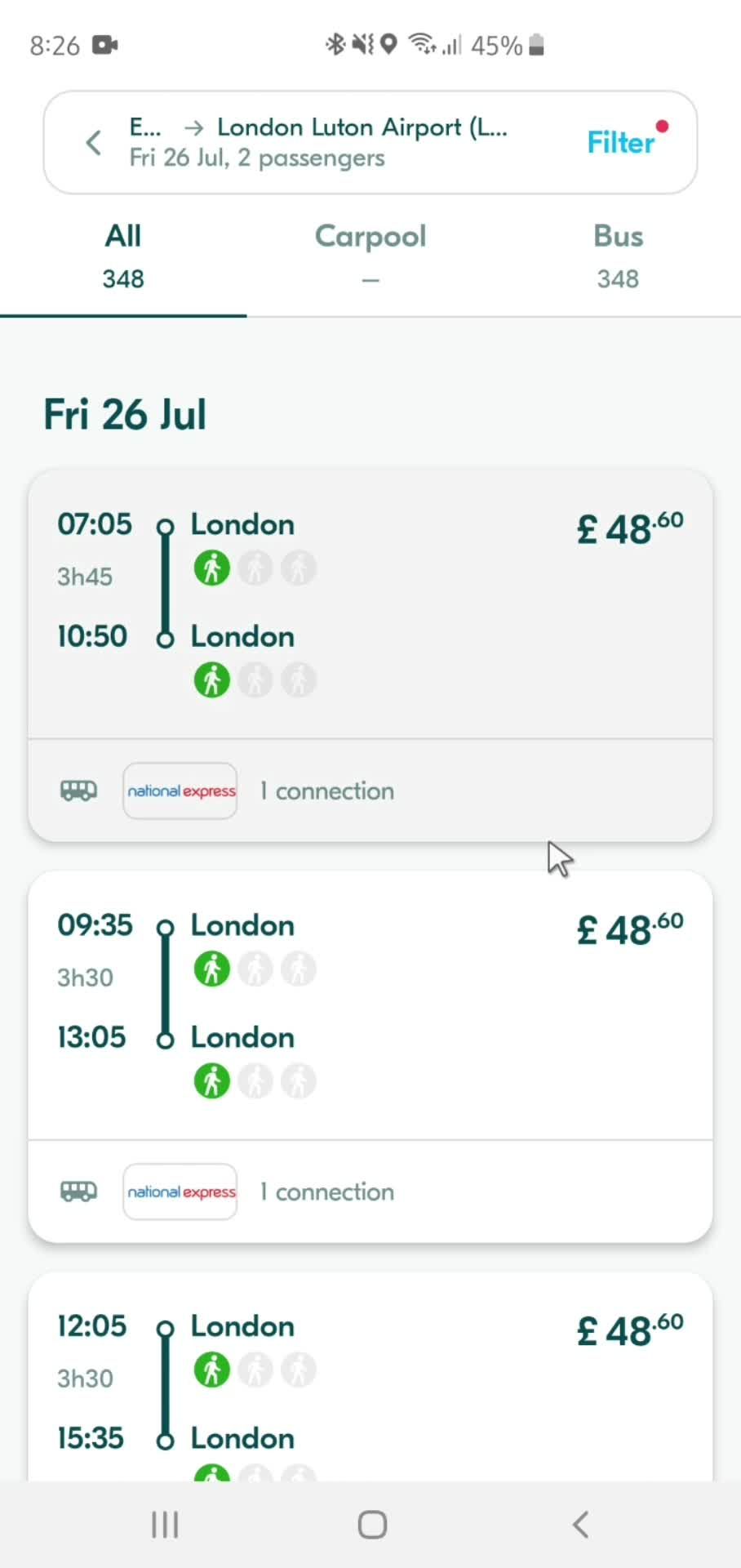 Filtering and sorting screenshot