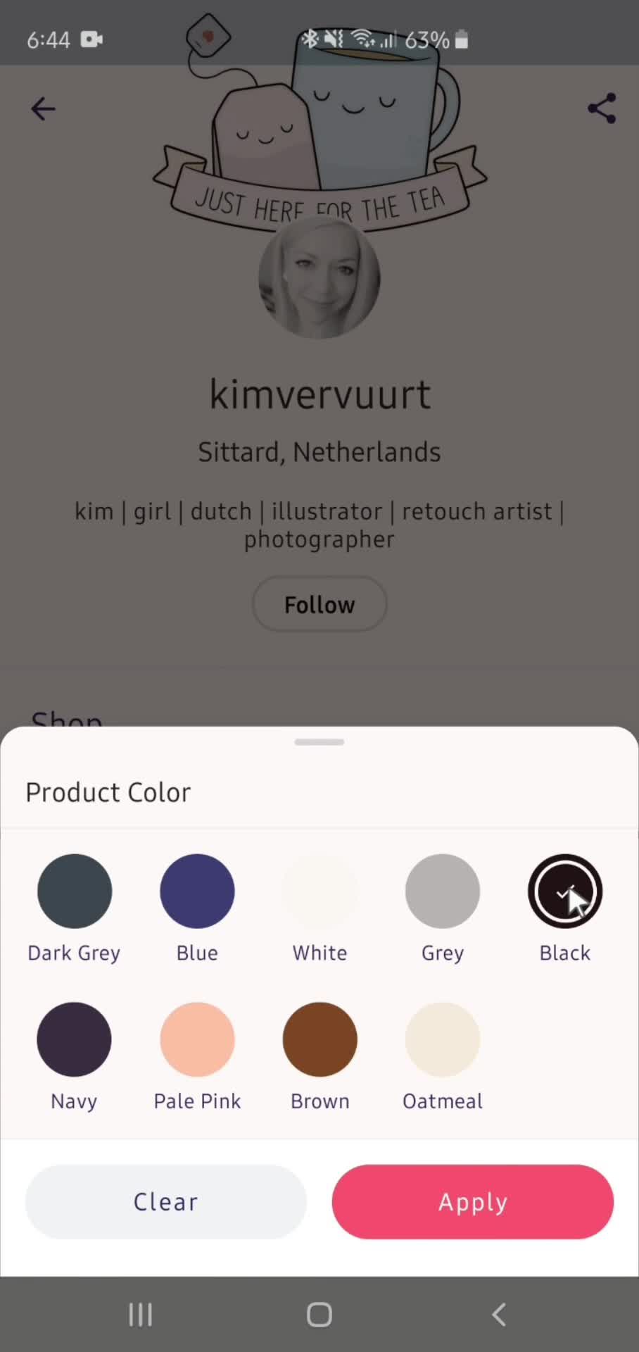 Filtering and sorting screenshot
