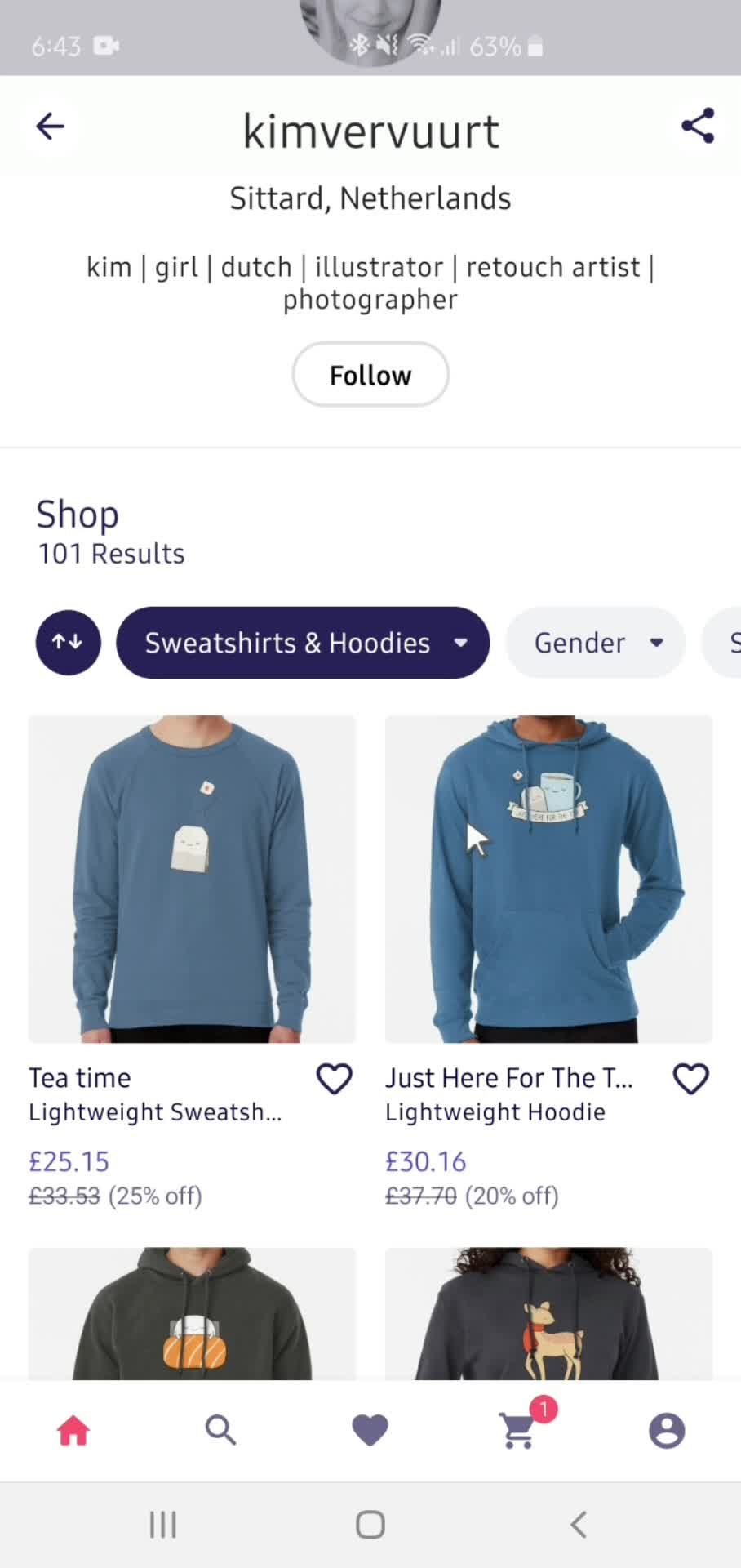 Filtering and sorting screenshot