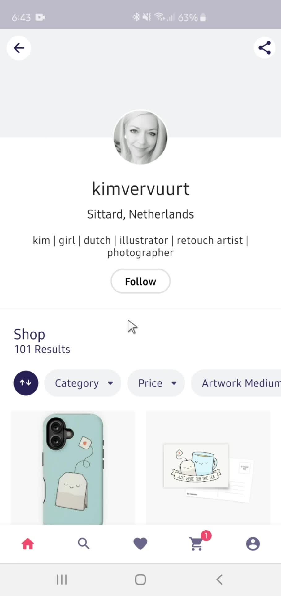 Filtering and sorting screenshot