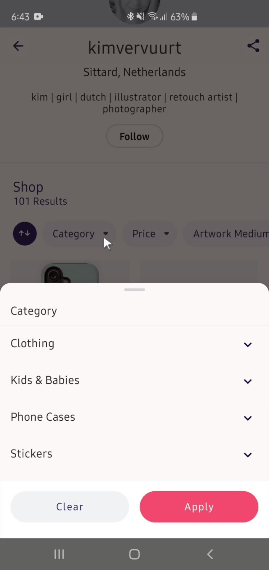 Filtering and sorting on Redbubble video thumbnail