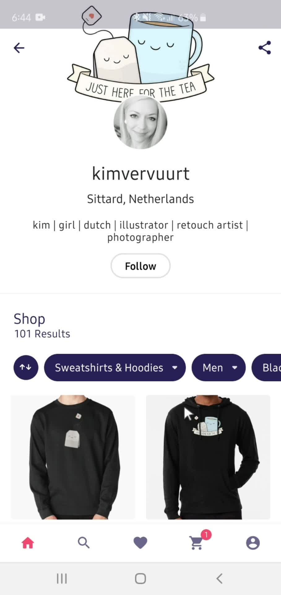 Filtering and sorting screenshot