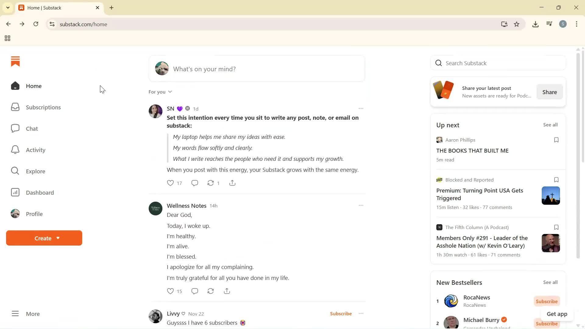 Subscribing screenshot